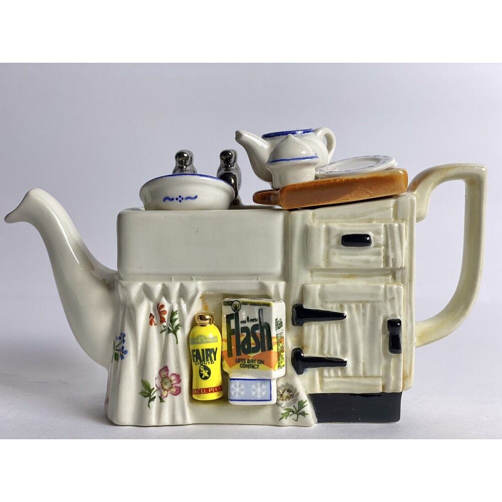 Vintage Made in England Paul Cardew Mini One Cup Kitchen Sink Teapot Rare Nice!